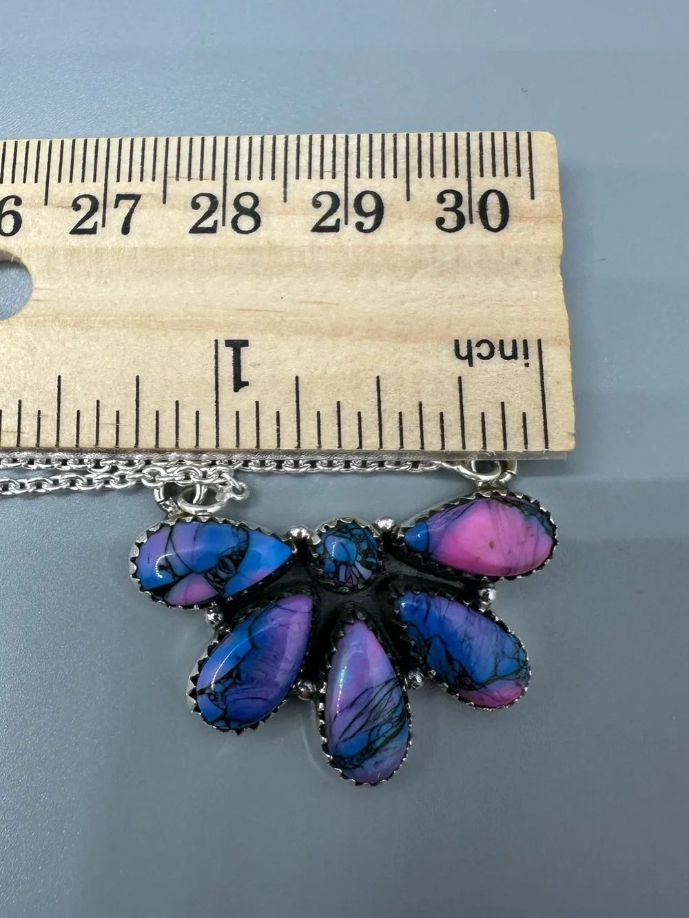 Monarch Dahlia Turquoise 925 Sterling Silver Pendant Half Cluster Necklace